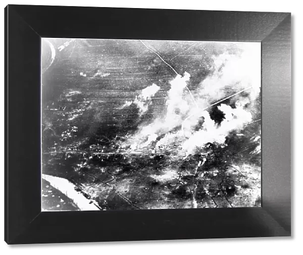Aerial view of the bombardment of Fort Douaumont, Verdun