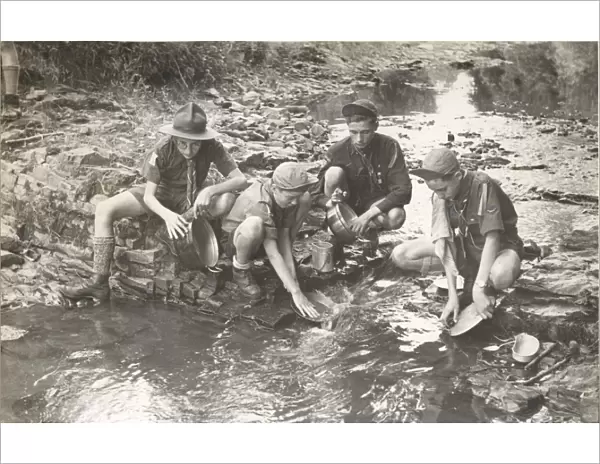 Belgian boy scouts camping in the Ardennes