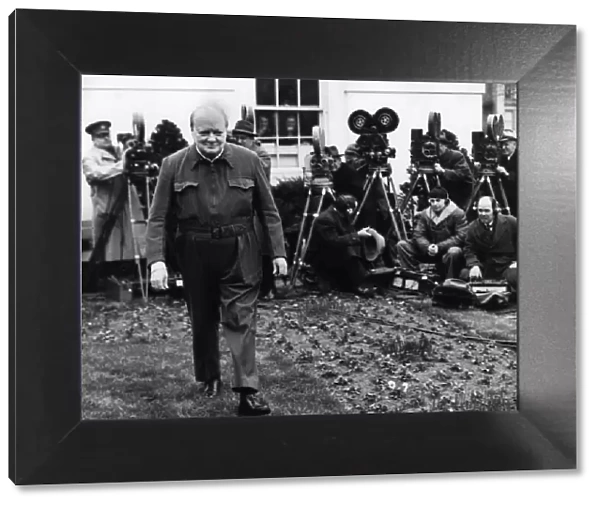 Winston Churchill in siren suit, 1943