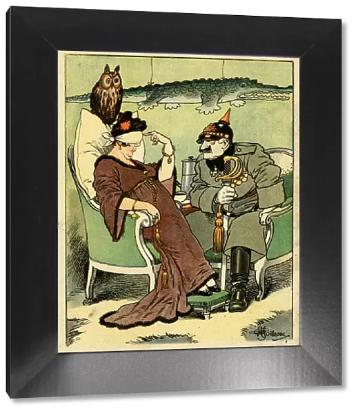Cartoon, Kaiser Wilhelm and a fortune teller, WW1