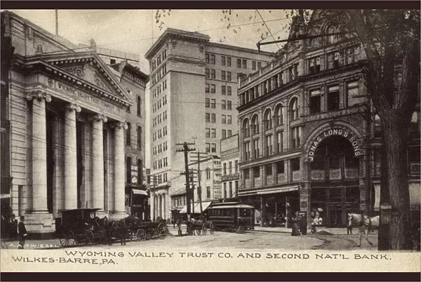 Bank and shops, Wilkes-Barre, Pennsylvania, USA