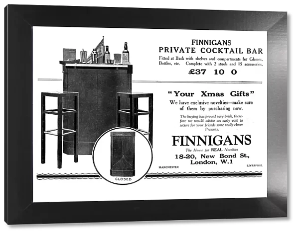 Advert for Finnigans, New Bond Street, London, W1