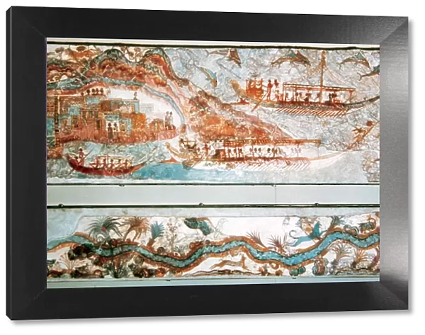 Minoan art. Cyclades Islands. Naval expedition. Fresco