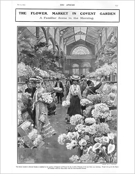 Morning at the flower market in Covent Garden, 1905