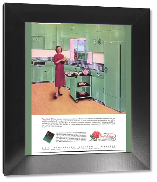 English Rose kitchen advert, woman with desserts