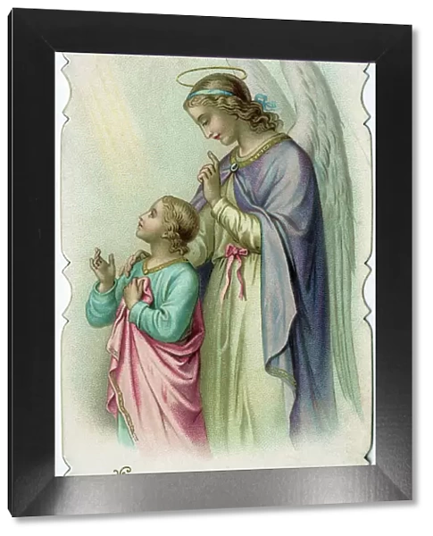 Chromolithograph Devotional Card - Guardian Angel