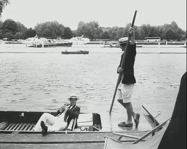 Two men on a punt, Henley-on-Thames, Oxfordshire
