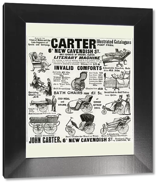 Advert for Carter wounded or invalid chairs 1896