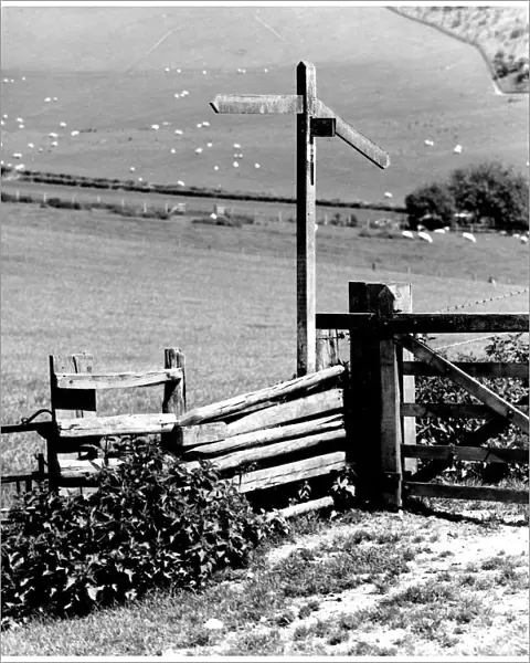 Old fence and signpost at Bix near Henley-on-Thames, Oxon