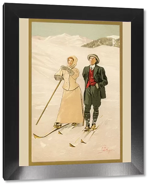 Pair of Skiers - Switzerland - 1900s