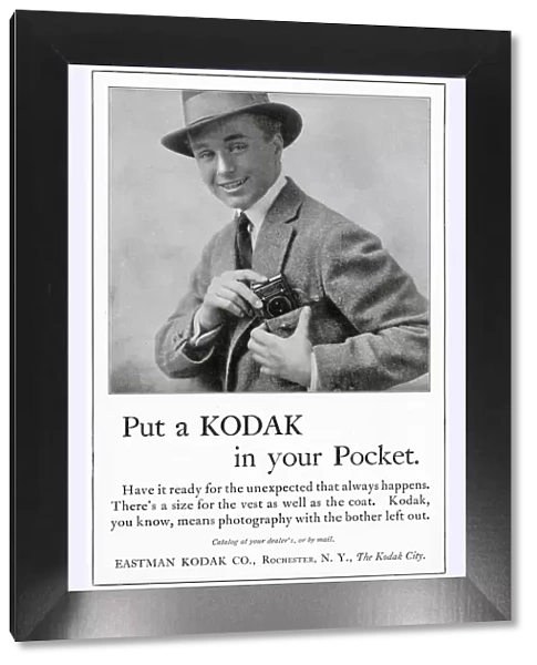 American advert for a compact pocket Kodak camera. Date: 1916