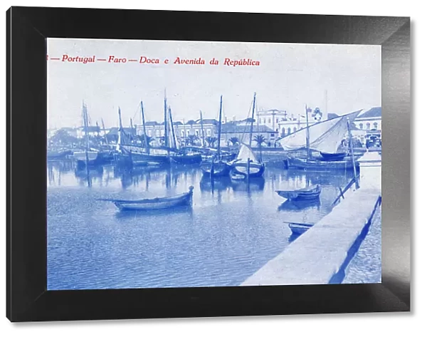 View of the harbour at Faro, Algarve, southern Portugal