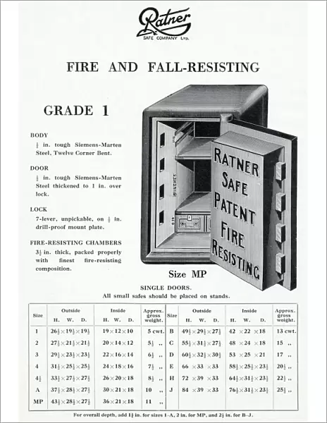Ratner patent safe, fire and fall resisting, Grade 1