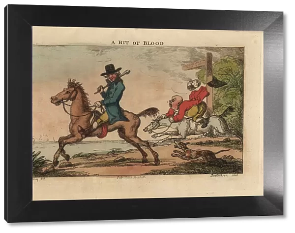 Regency gentleman with cudgel on a thoroughbred horse