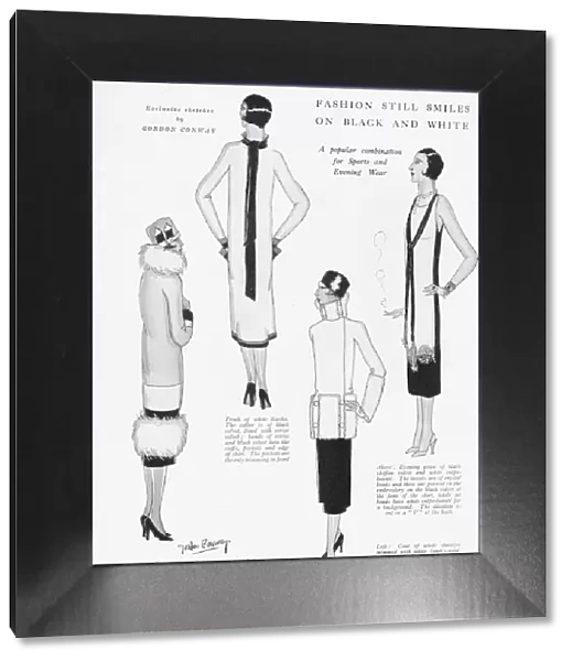 Fashion sketches by Gordon Conway in black