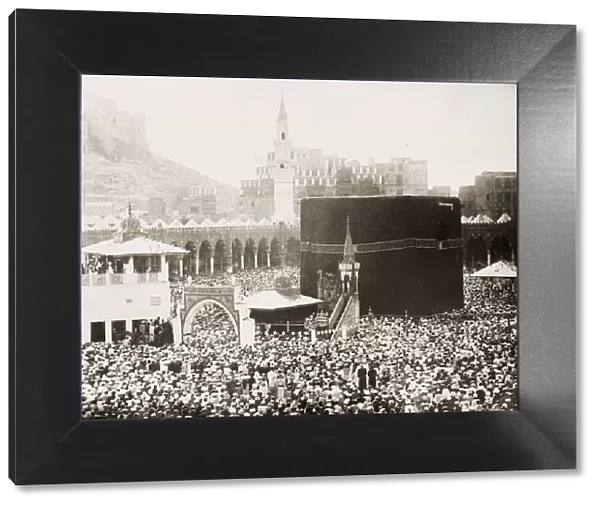 Large crowd at the Kabaa, Mecca. Saudi Arabia. Sacred site in Islam