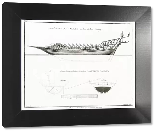 Plan diagrams of a Maltese Galley. Date: 17th Century