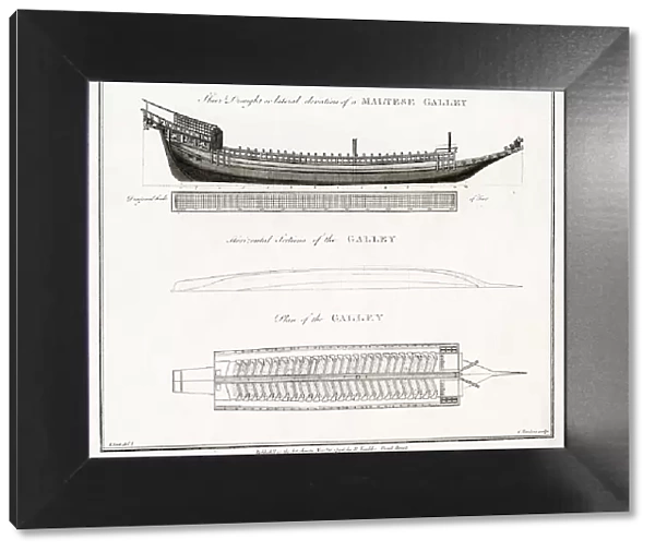 Plans and sections of a Maltese Galley. Date: late 17th century