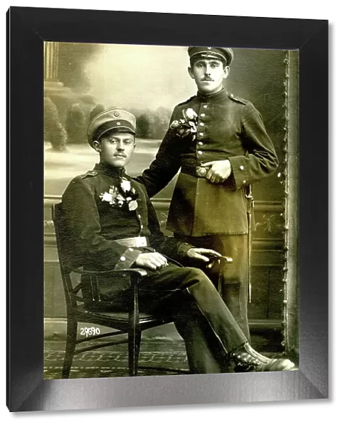 Two German soldiers in studio photo, WW1