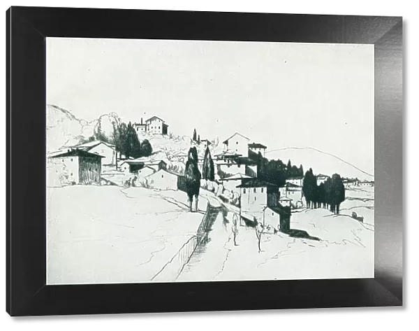 Fiesole. A landscape artwork of the town of Fiesole