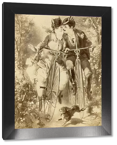 Lovers on Penny Farthing Bicycles 1870