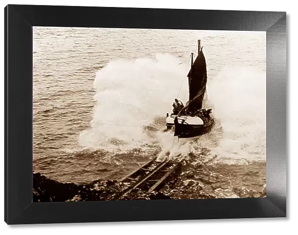Launching a lifeboat, early 1900s