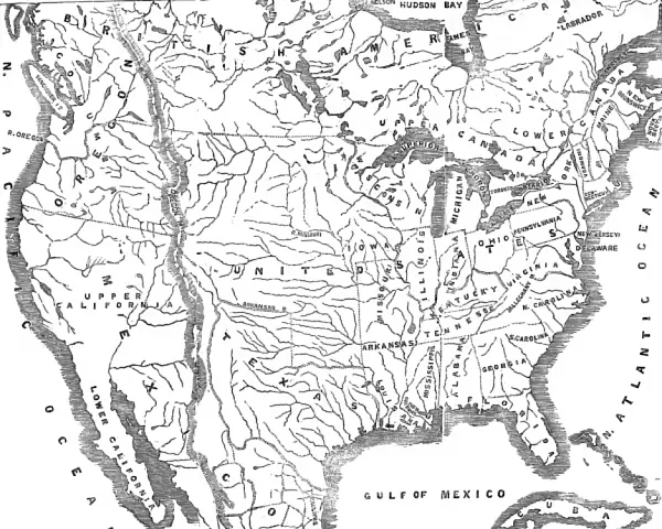 Map of North America, 1845