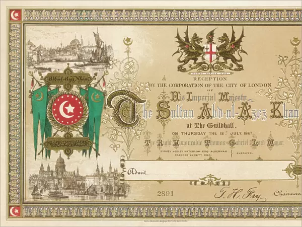 Invitation - Reception for Sultan Aziz in London