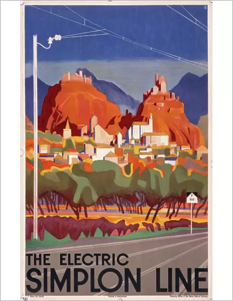 Poster advertising the electric Simplon Line