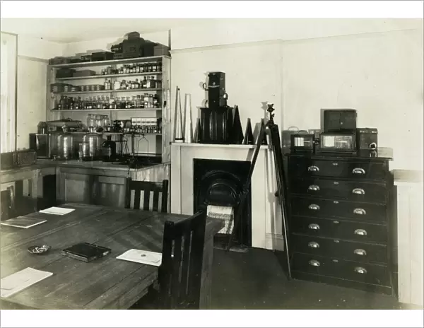 Undated photograph of the corner of the chemical laboratory
