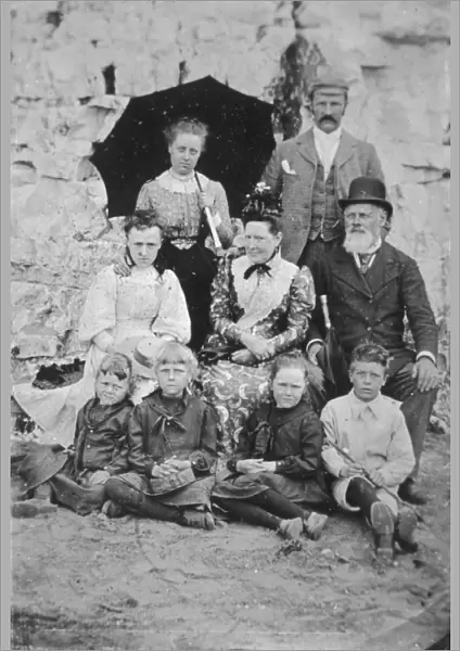 Family group photograph at the seaside