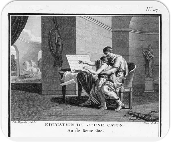 Marcus Porcius Cato, Roman statesman, educating son