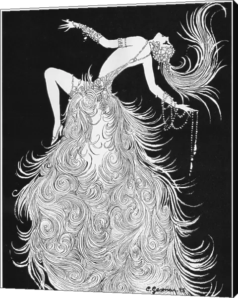Art deco sketch by Gesmar of showgirl, 1926