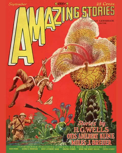 Amazing Stories scifi magazine cover, Giant Plants