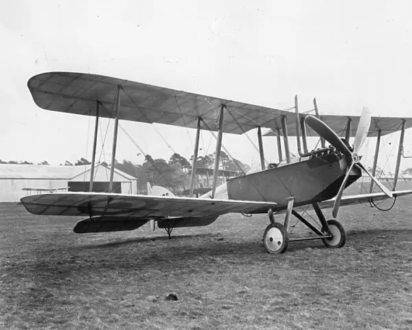 British BE2C biplane on an airfield, WW1