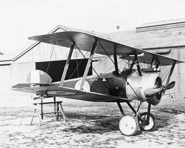 Sopwith F1 Camel biplane on an airfield, WW1