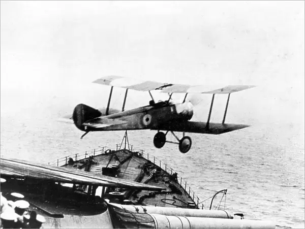 Sopwith Pup taking off from HMS Repulse, WW1