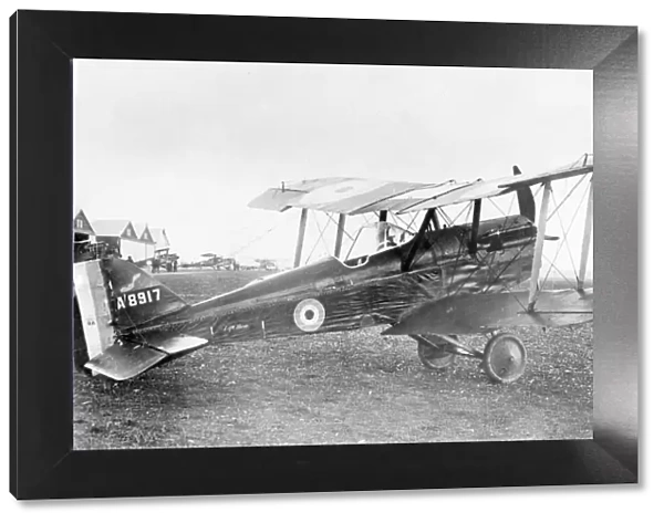 British SE5 biplane on airfield, WW1