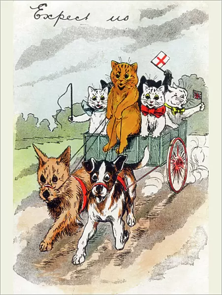 Cats in a dog cart - Louis Wain