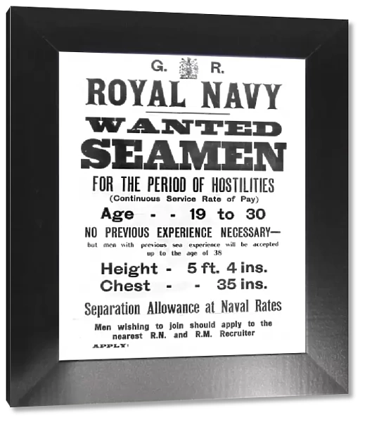 British Royal Navy recruitment poster, WW1
