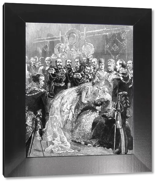 Royal wedding 1893 - Queen Victoria congratulates the bride