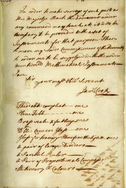 Letter from Captain Cook