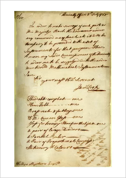 Letter from Captain Cook