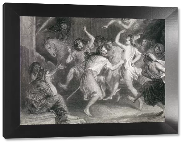 Dance of the witches. Romanticism. Etching