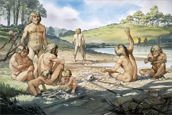 Homo neanderthalensis in action at Swanscombe, UK