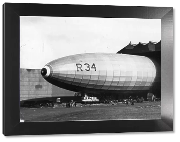 The R34 airship being walked out