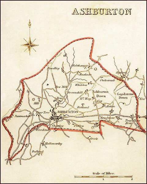 1832 Victorian Map of Ashburton
