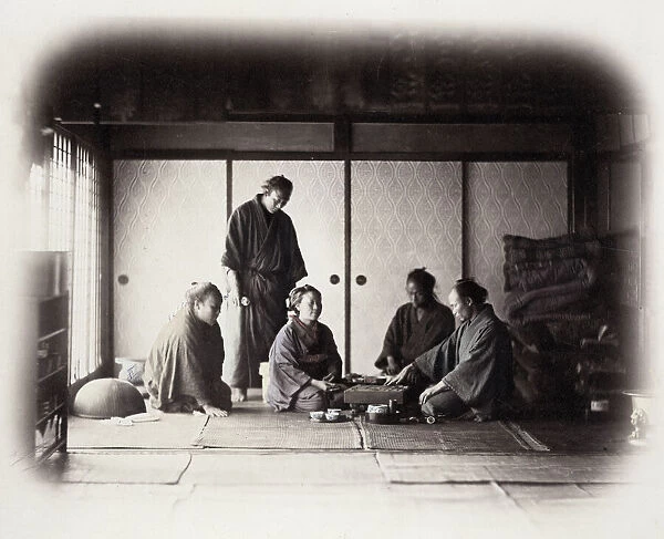 1860s Japan - portrait of a group in a tea house Felice or Felix Beato