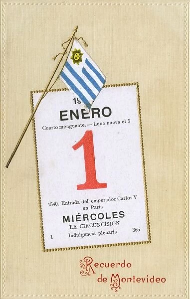 1st January 1908 - New Years Card - Montevideo, Uruguay