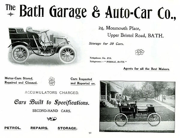 Advert, The Bath Garage & Auto-Car Co